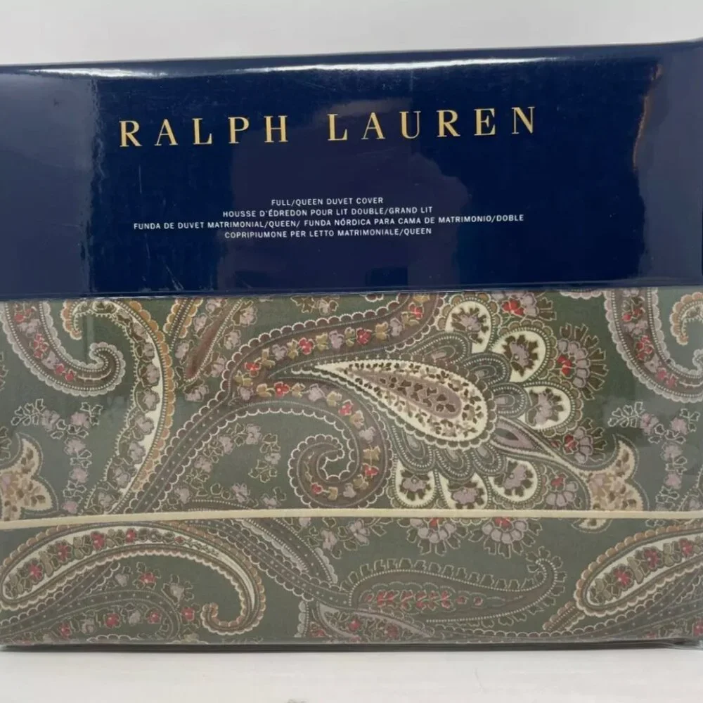 NEW 1pc RALPH LAUREN Heritage Paisley Sage Green FULL / QUEEN Sateen Duvet Cover